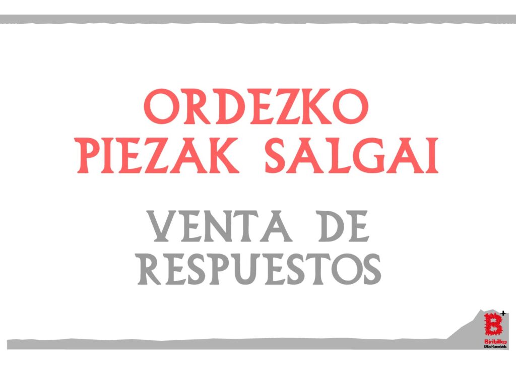 Ordezko piezak salgai