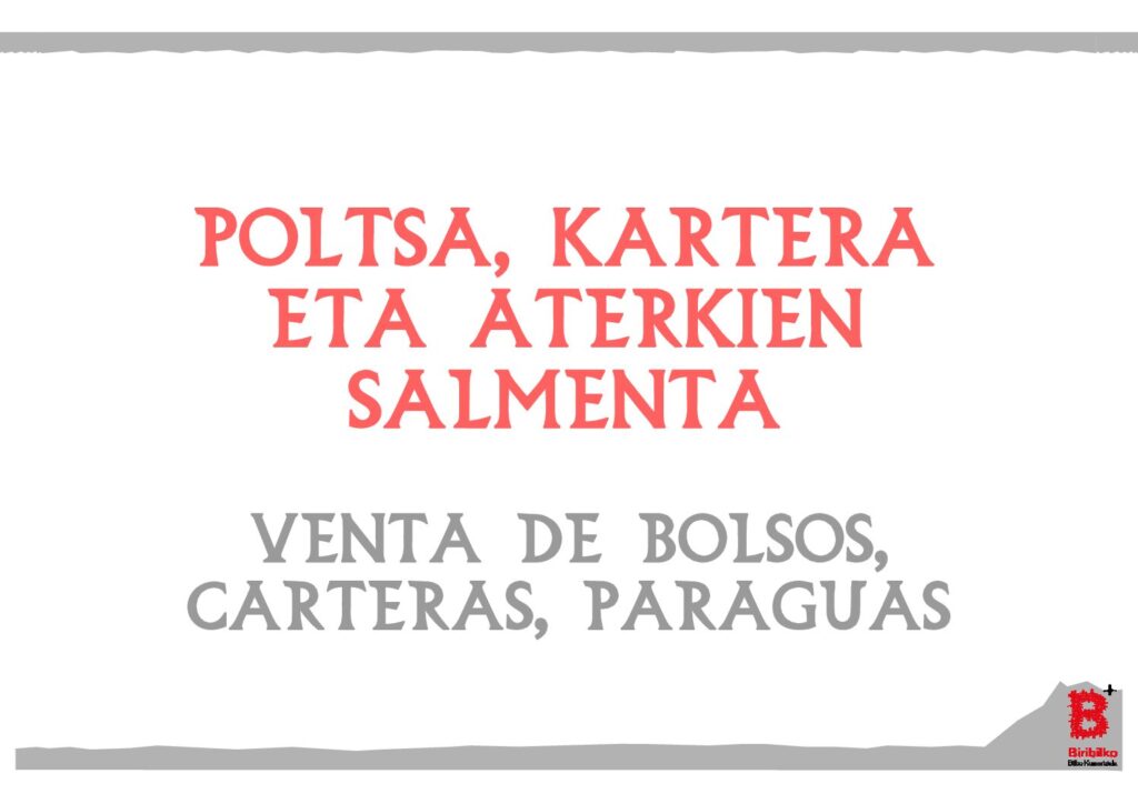 Poltsa, kartera eta aterkien salmenta