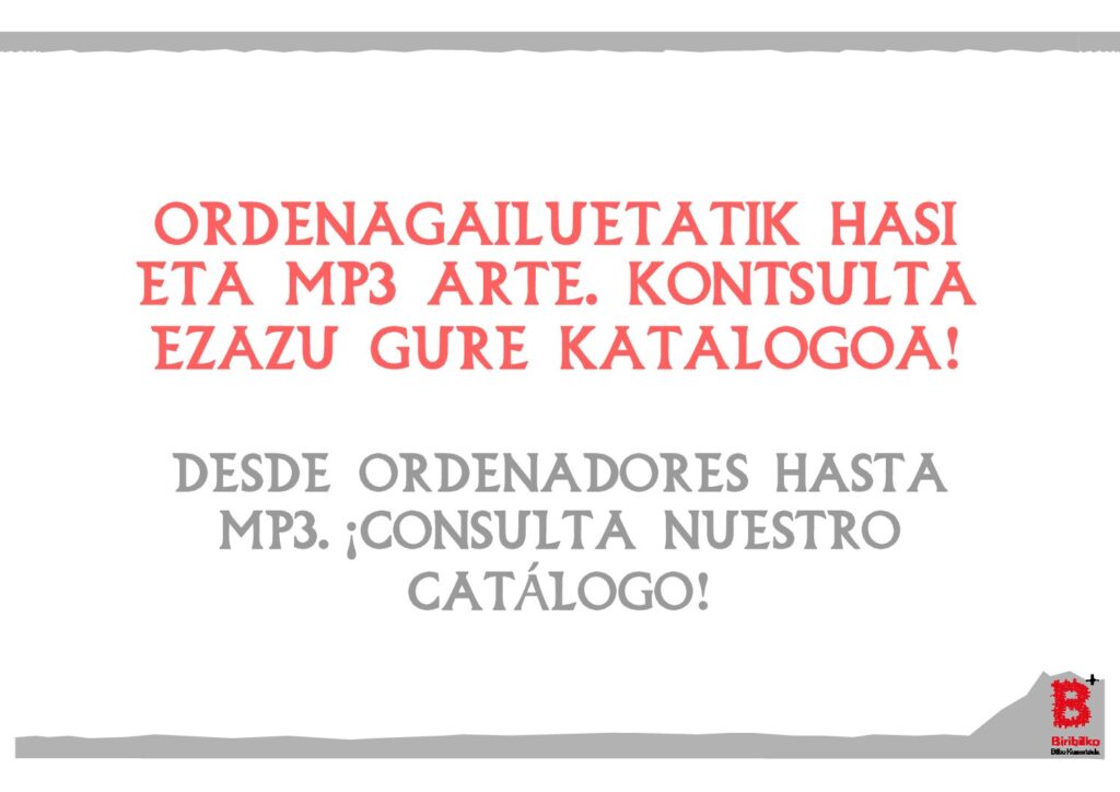 Ordenagailuetatik hasi eta MP3 arte. Kontsulta ezazu gure katalogoa!